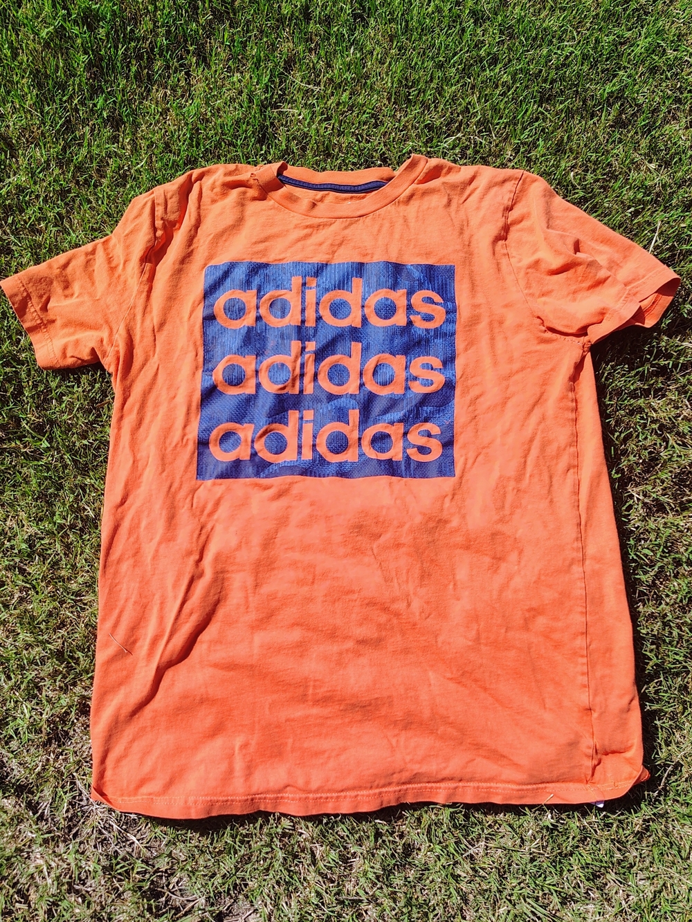 adidas Boy's Orange Graphic Logo Tee